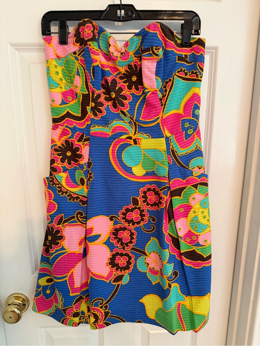 Lilly Pulitzer Strapless Dress in Blue, Pink, Green, Yellow
